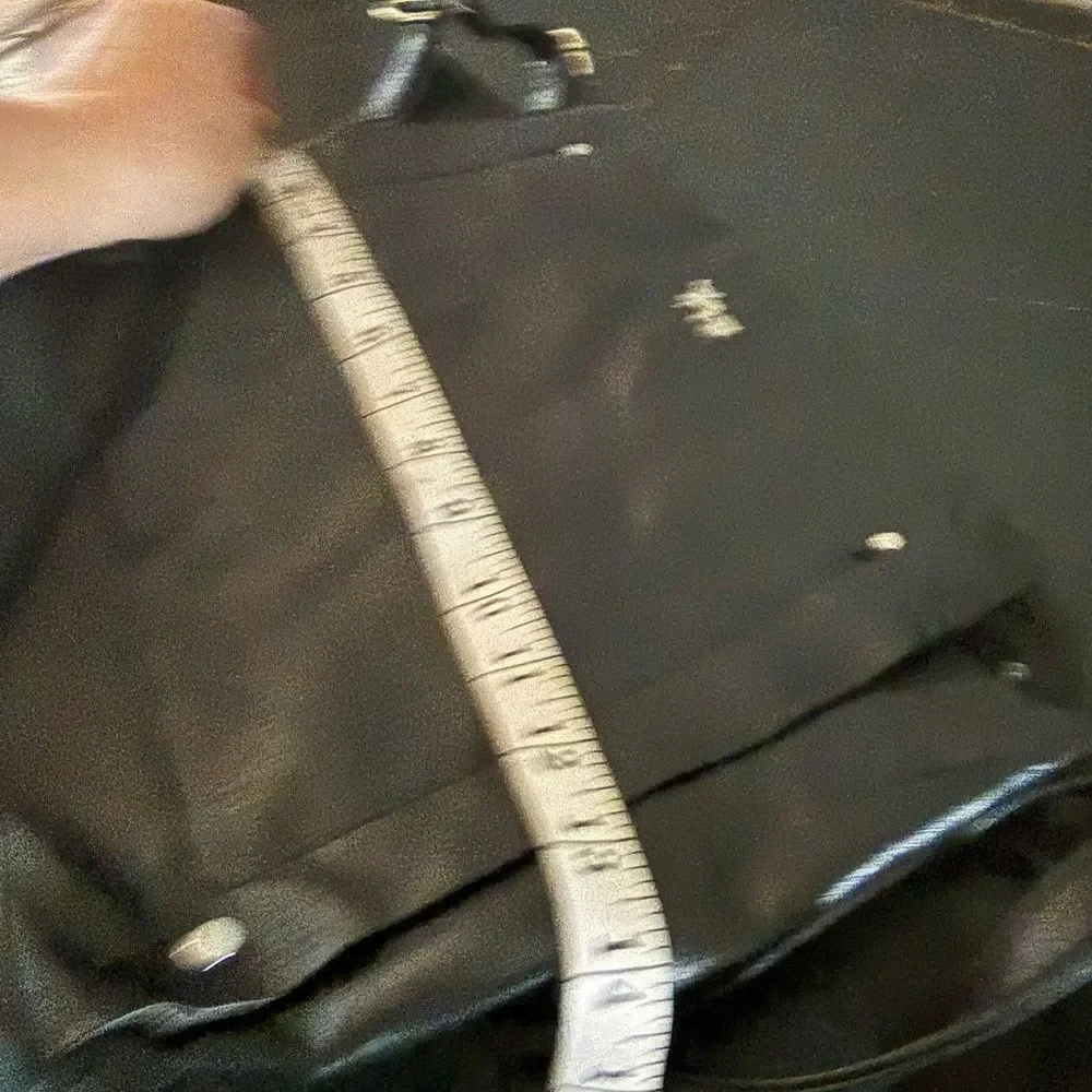 Matthew + Julian Satchel Bag Pockets Zip Lined Black Roomy Soft Classic Chic EUC